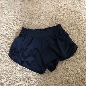 Navy lululemon hotty hot shorts